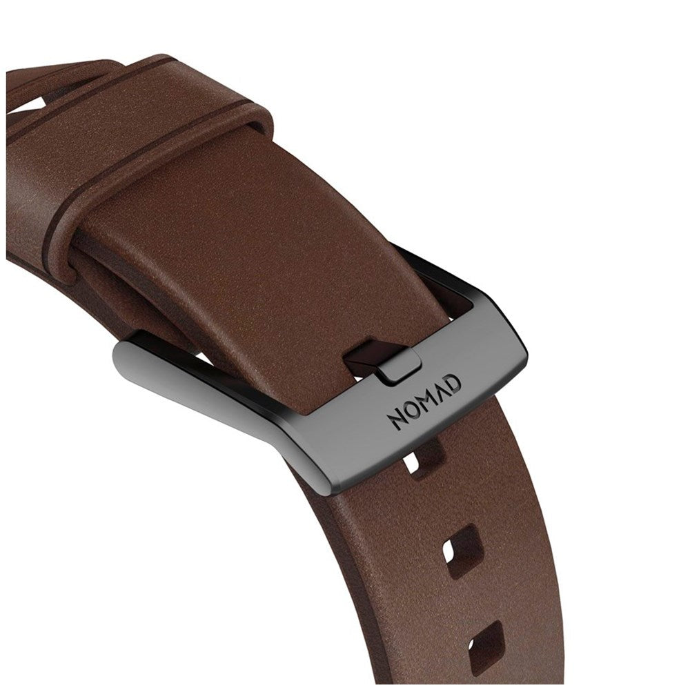 Apple Watch (42/44/SE/45/46/49mm) Nomad Modern Horween Band Smartwatch Rem - Rustic Brown / Black Hardware