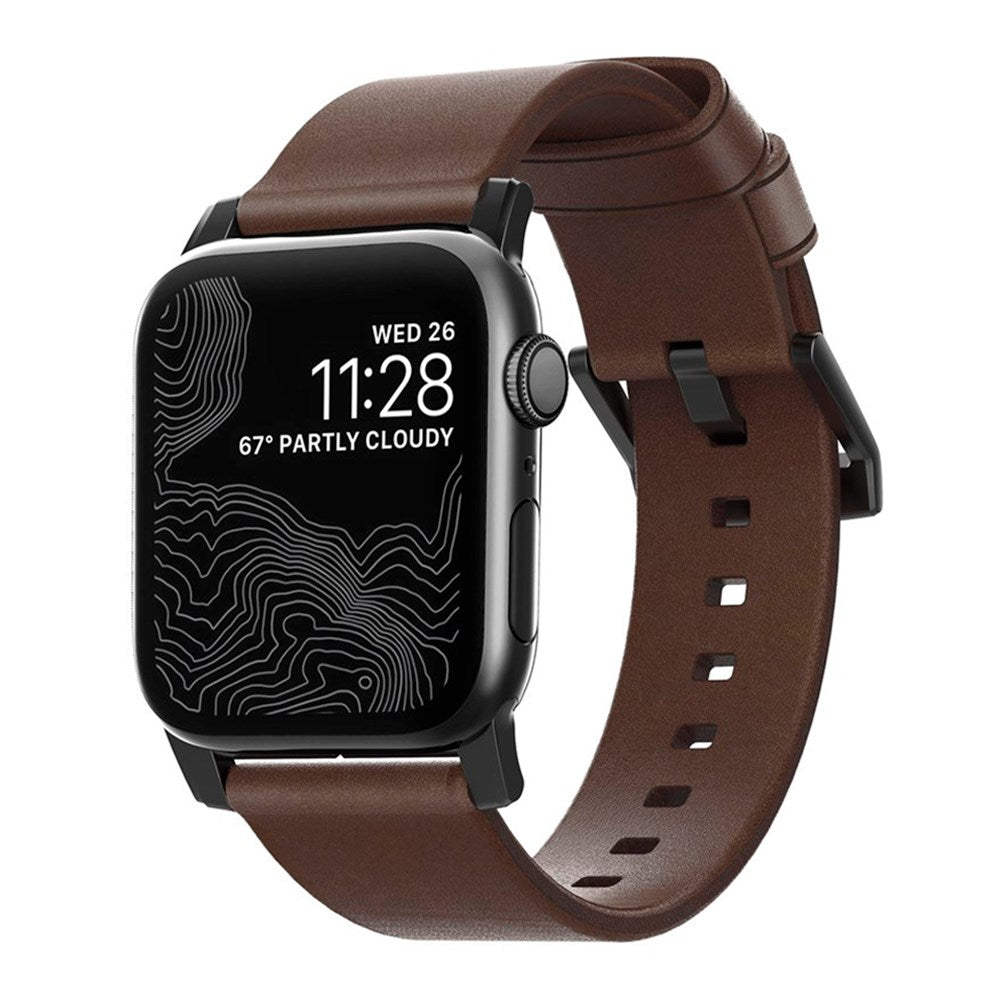Apple Watch (42/44/SE/45/46/49mm) Nomad Modern Horween Band Smartwatch Rem - Rustic Brown / Black Hardware
