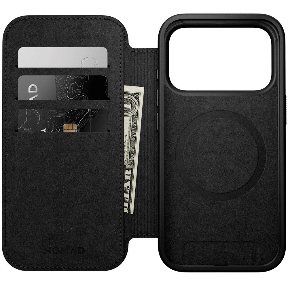 iPhone 17 Pro - Nomad Modern Leather Folio Cover - MagSafe Kompatibel - Black