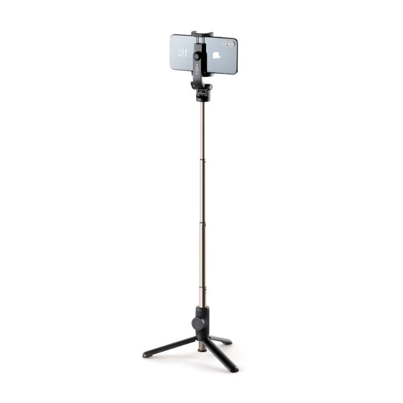 Fixed Snap Selfiestang til Smartphone / Action Kamera m. Tripod-Funktion & Bluetooth Knapudløser - Sort