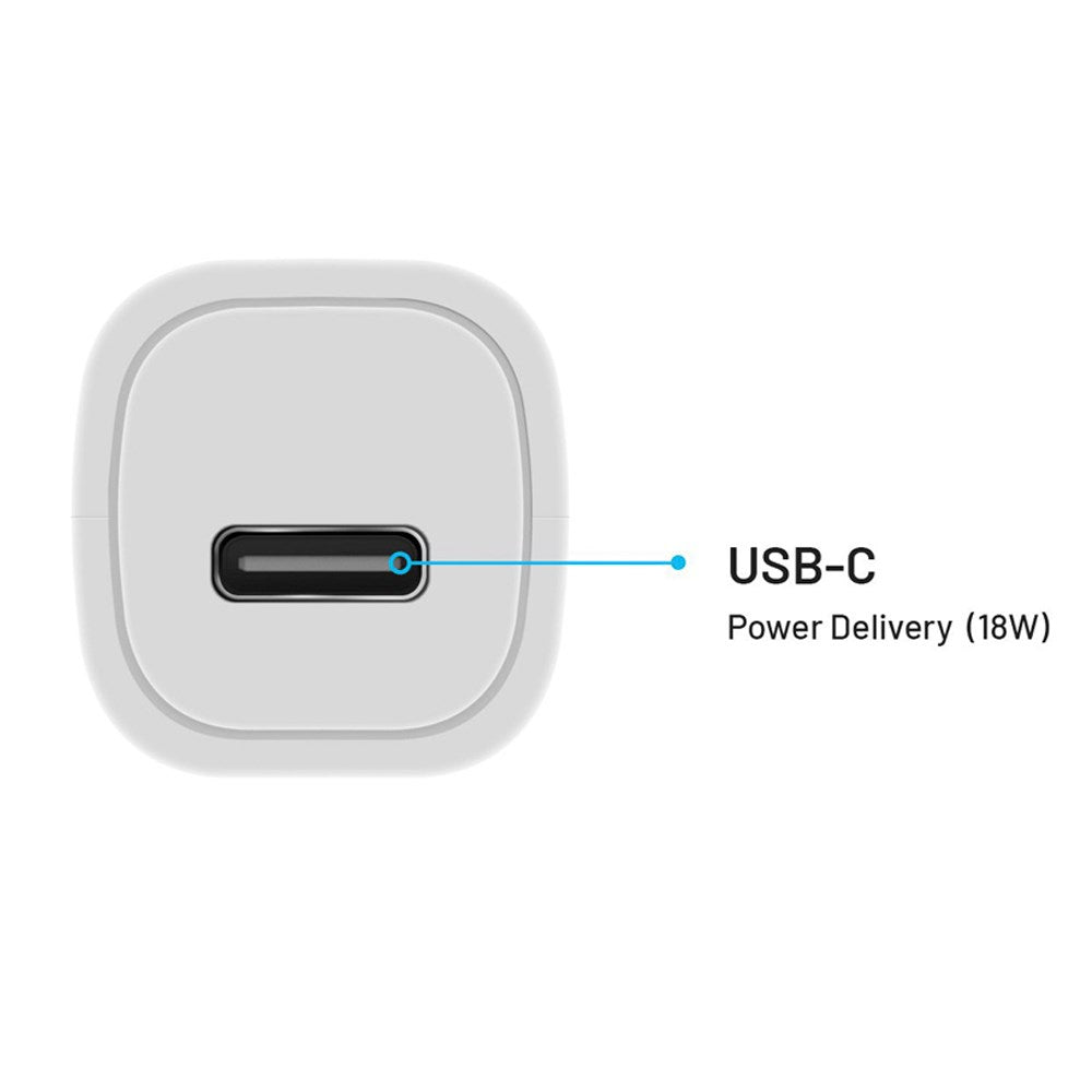 Fixed PD 18W Biloplader - USB-C - Hvid