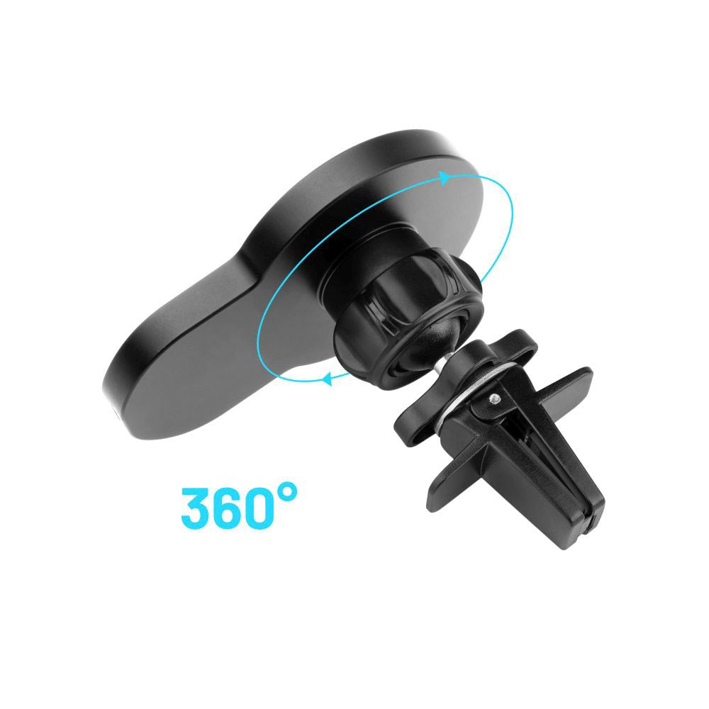 Fixed MagClick Magnetisk Mobilholder m. Trådløs Opladning 15W til Ventilationsanlæg - MagSafe Kompatibel - Sort