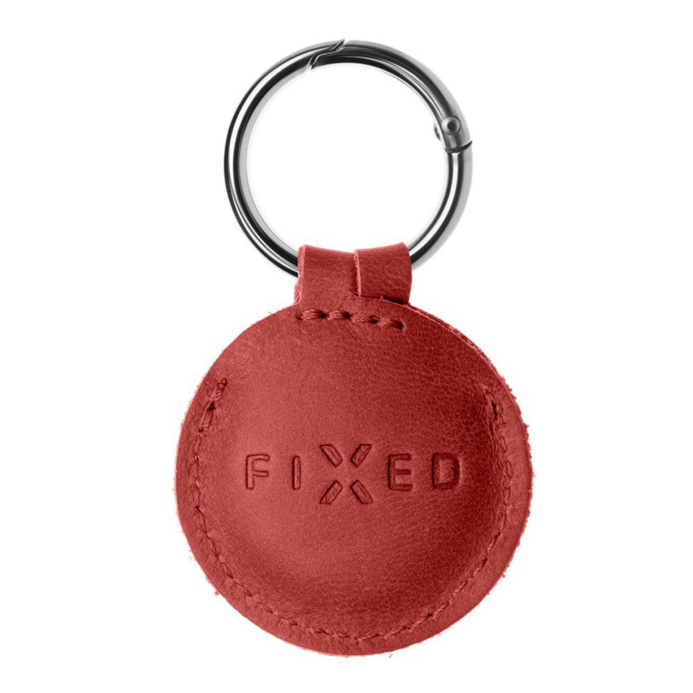 Fixed Læder Airtag Cover m. Karabinhage - Rød