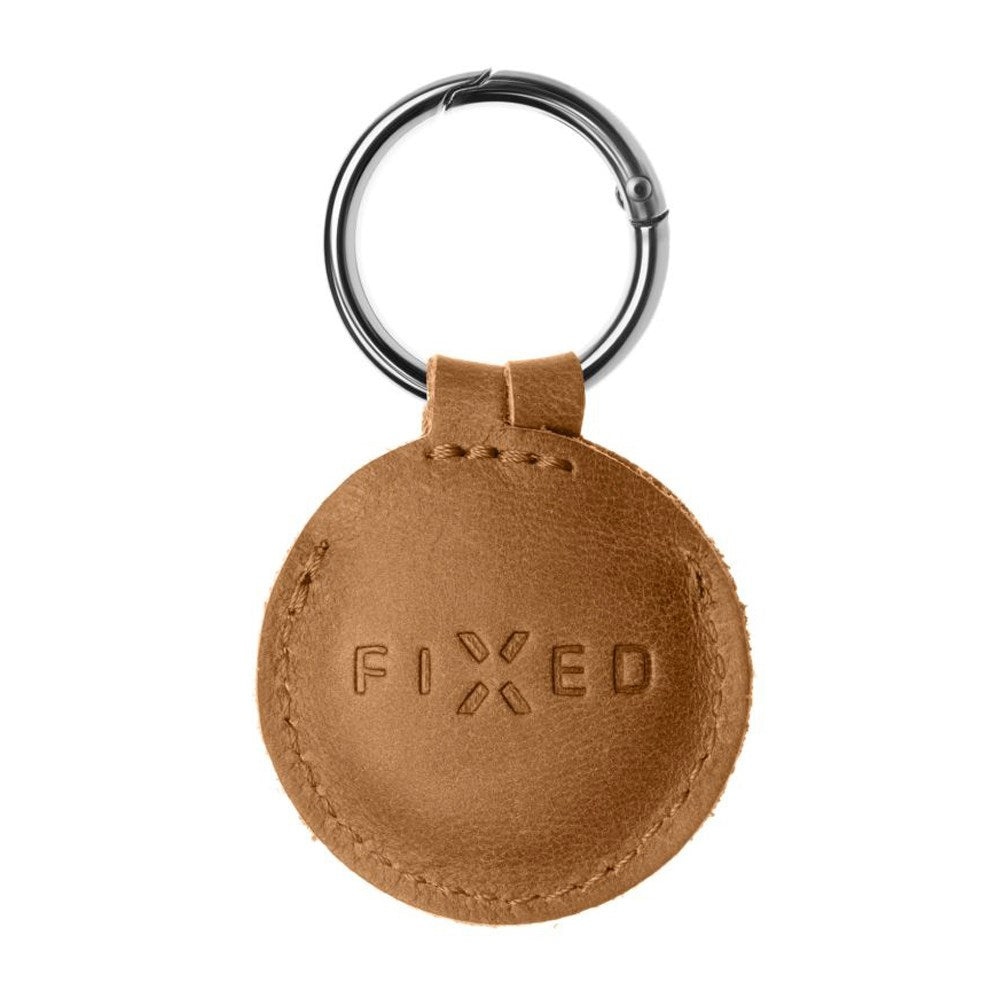 Fixed Læder Airtag Cover m. Karabinhage - Brun