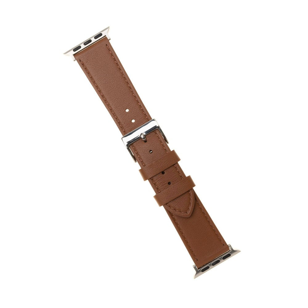 Apple Watch (42/44/SE/45/46/49mm) Fixed Læder Rem - Brun