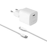 Fixed 30W PD USB-C Hurtig Vægoplader m. USB-C til USB-C Kabel - Hvid