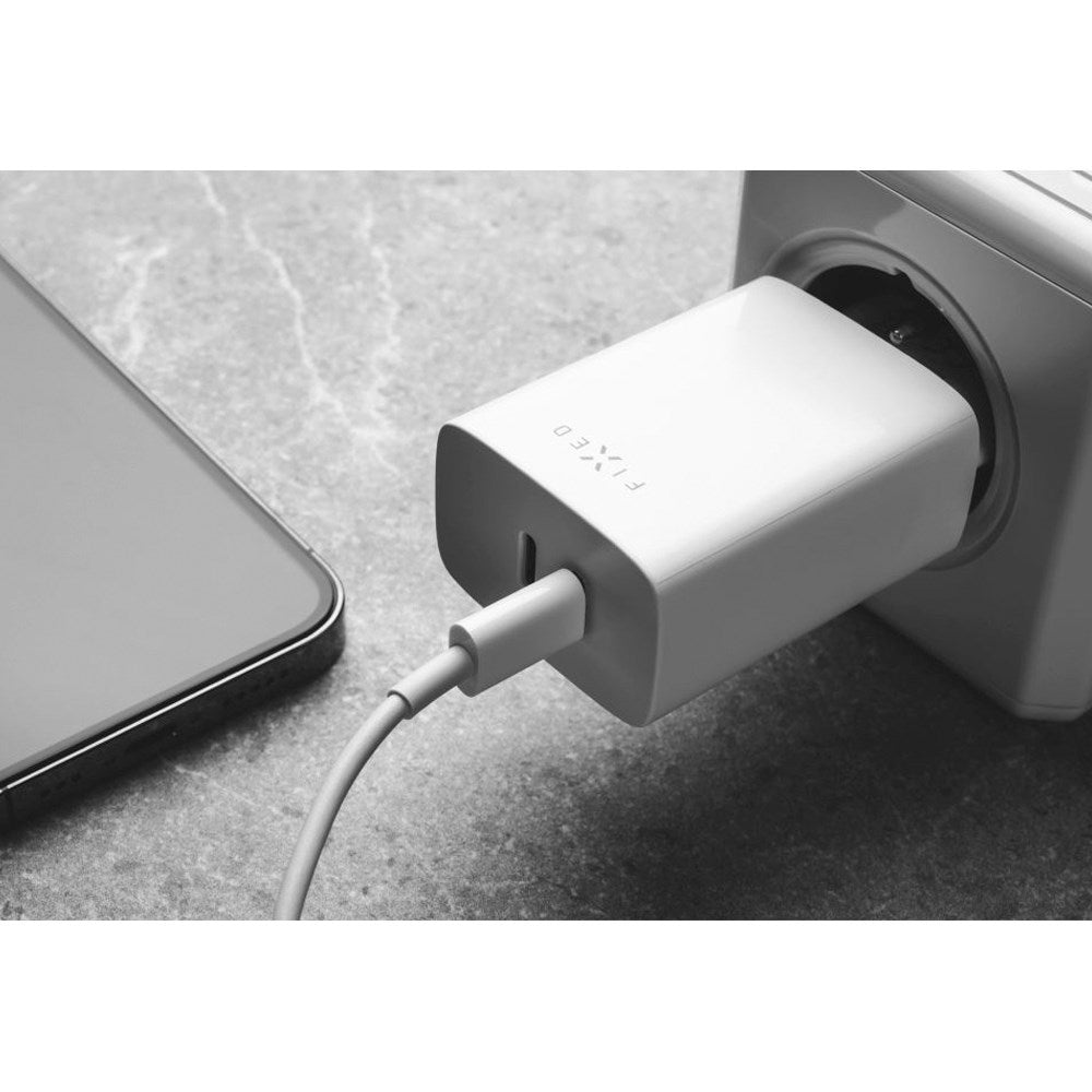 Fixed PD 35W Hurtig Vægoplader 2x USB-C - Hvid