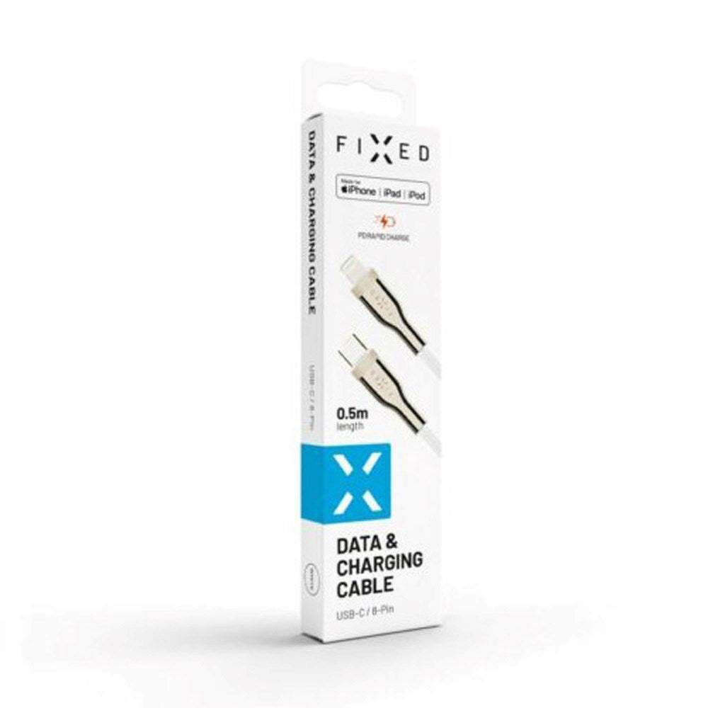 Fixed Metal USB-C til Lightning MFi PD Kabel 60W 50cm - Hvid