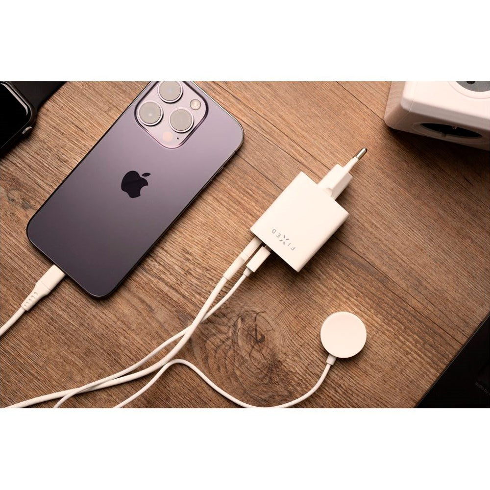 Fixed Mini Vægoplader 45W med USB-A & USB-C - Hvid