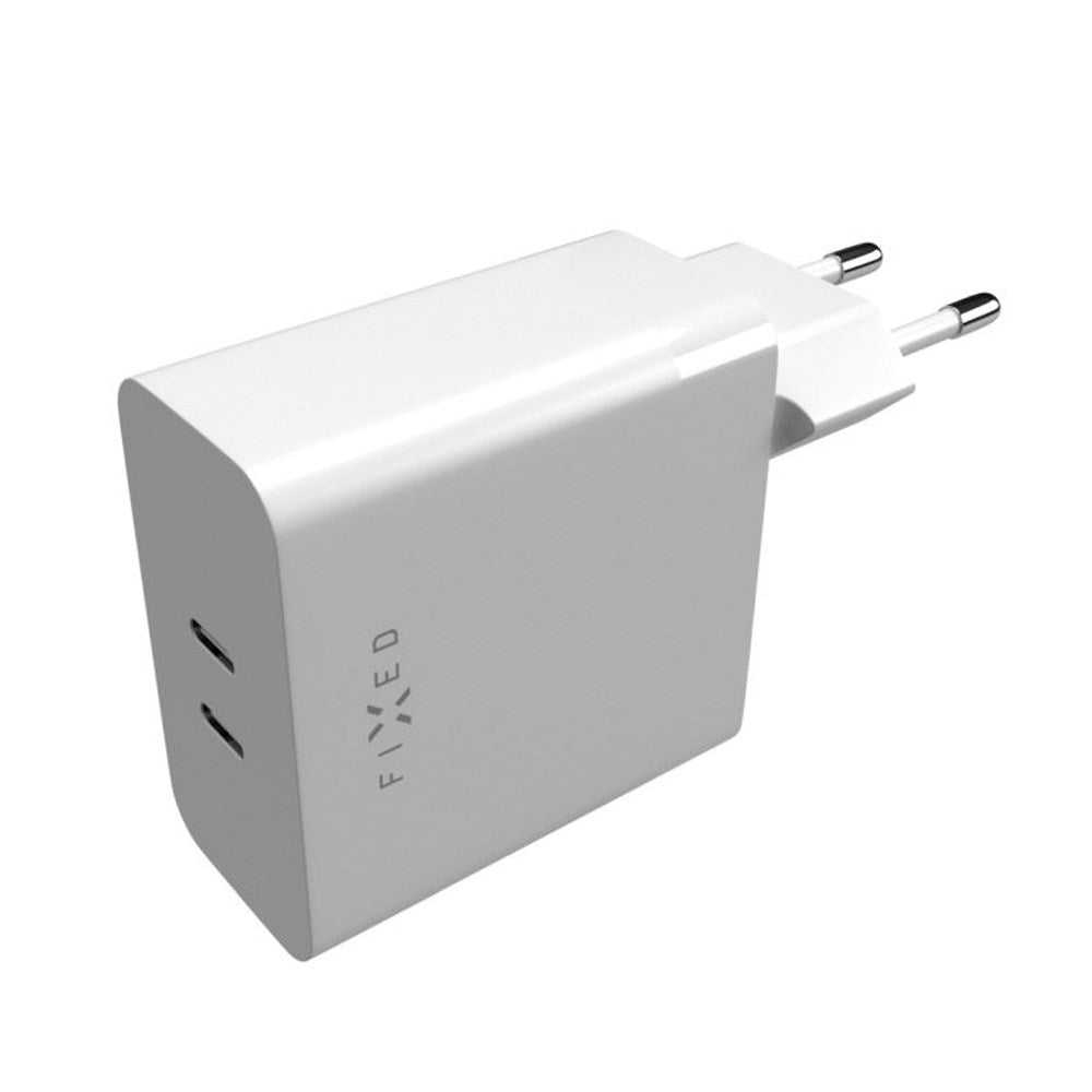 Fixed PD 65W Hurtig Vægoplader 2x USB-C - Hvid