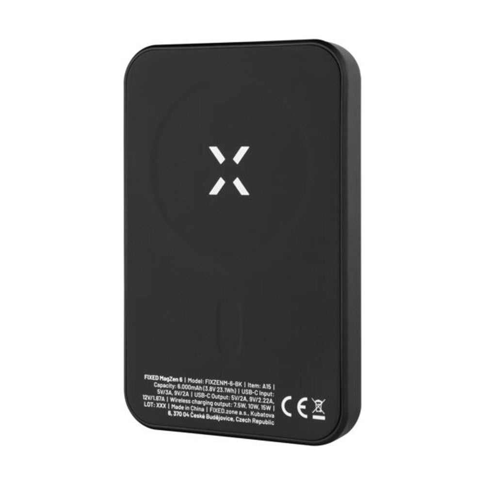 Fixed Trådløs Magnetisk 20W Power Bank 6.000 mAh - Sort