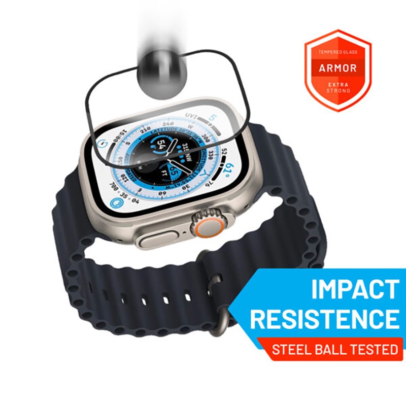 Apple Watch Ultra 3/2/1 (49mm) Fixed Armor Skærmbeskyttelse - Sort Kant