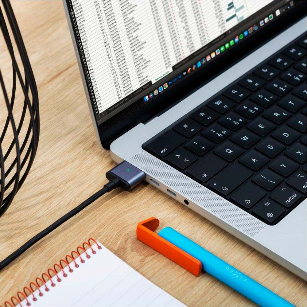 Fixed Braided 140W USB-C til MagSafe 3 Kabel - 2m - Grå