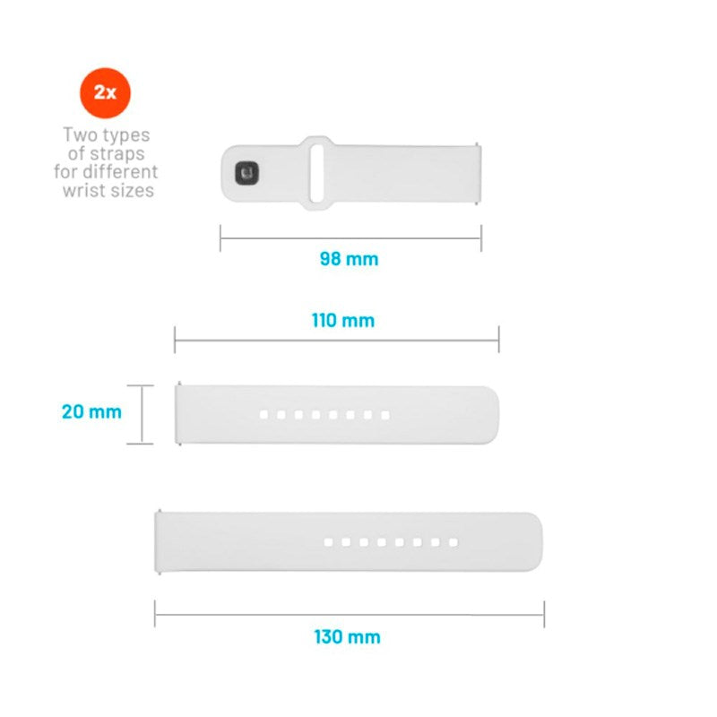 Fixed Sporty Silikone Rem til Universal Smartwatch (20mm) - Hvid
