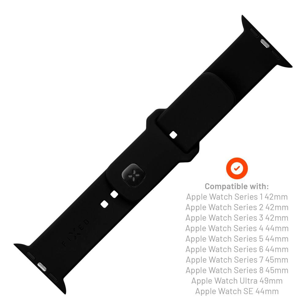 Apple Watch (42/44/SE/45/46/49mm) Fixed Sporty Silikone Rem Sæt - 2 Længder - Sort