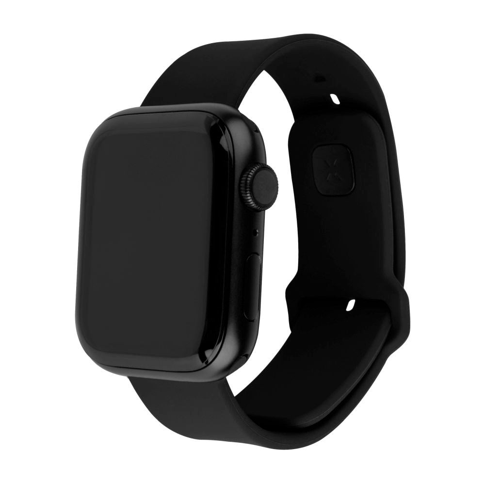 Apple Watch (42/44/SE/45/46/49mm) Fixed Sporty Silikone Rem Sæt - 2 Længder - Sort