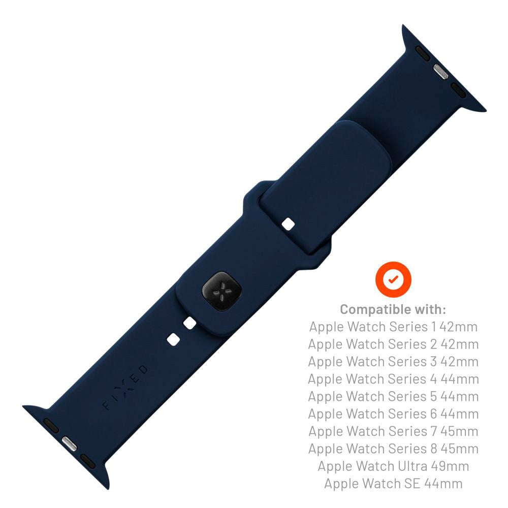 Apple Watch (42/44/SE/45/46/49mm) Fixed Sporty Silikone Rem Sæt - 2 Længder - Blå