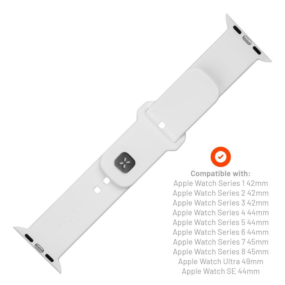 Apple Watch (42/44/SE/45/46/49mm) Fixed Sporty Silikone Rem Sæt - 2 Længder - Hvid