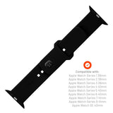 Apple Watch (38/40/SE/41/42mm) Fixed Sporty Silikone Rem Sæt - 2 Længder - Sort