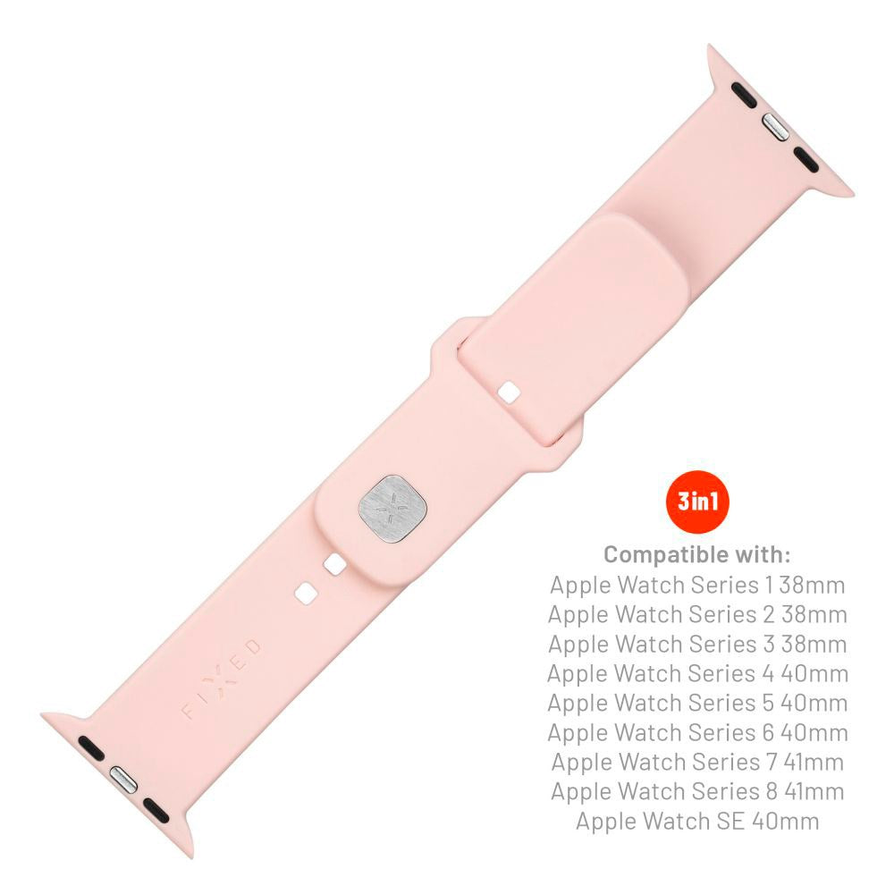 Apple Watch (38/40/SE/41/42mm) Fixed Sporty Silikone Rem Sæt - 2 Længder - Lyserød