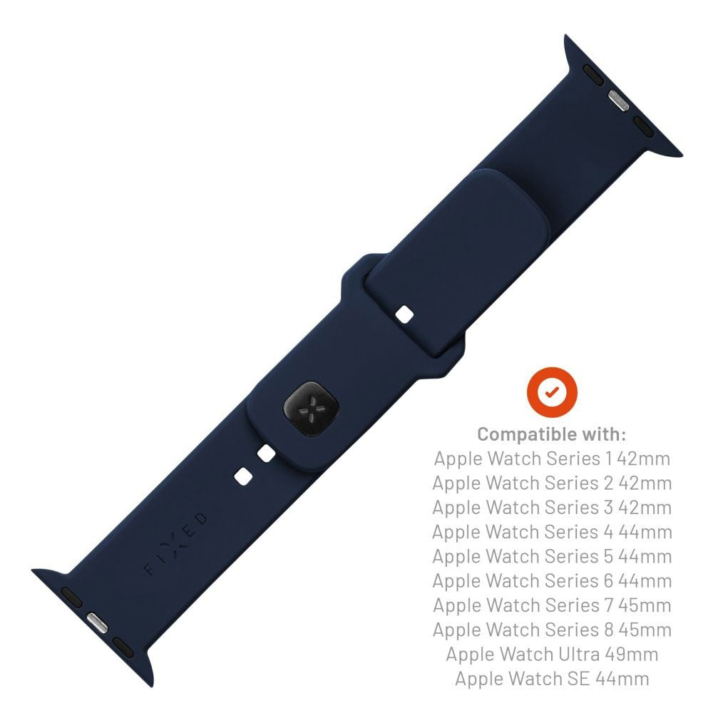 Apple Watch (42/44/SE/45/46/49mm) Fixed Wide Sporty Silikone Rem Sæt - 2 Længder - Blå