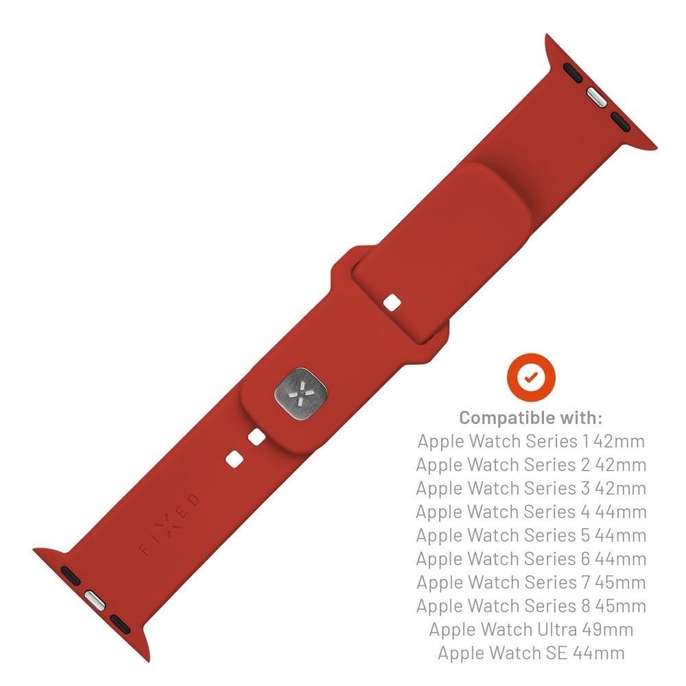 Apple Watch (42/44/SE/45/46/49mm) Fixed Wide Sporty Silikone Rem Sæt - 2 Længder - Rød