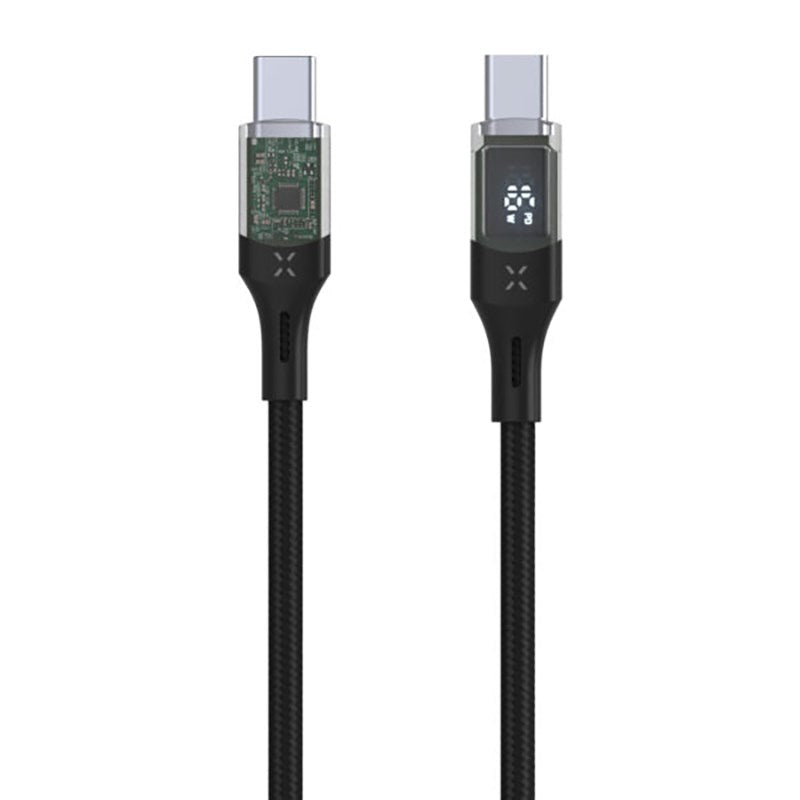 Fixed Display LED USB-C til USB-C PD Kabel 100W - 2m - Sort