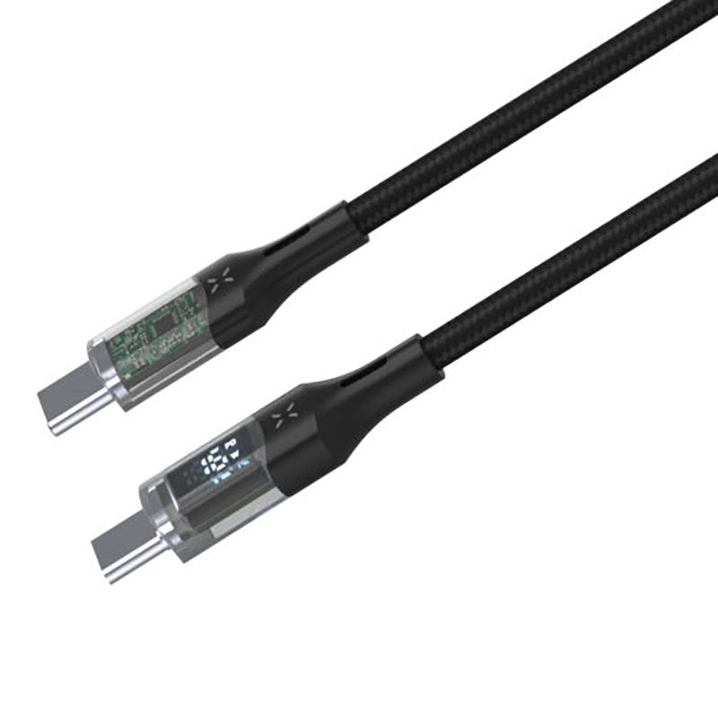 Fixed Display LED USB-C til USB-C PD Kabel 100W - 2m - Sort