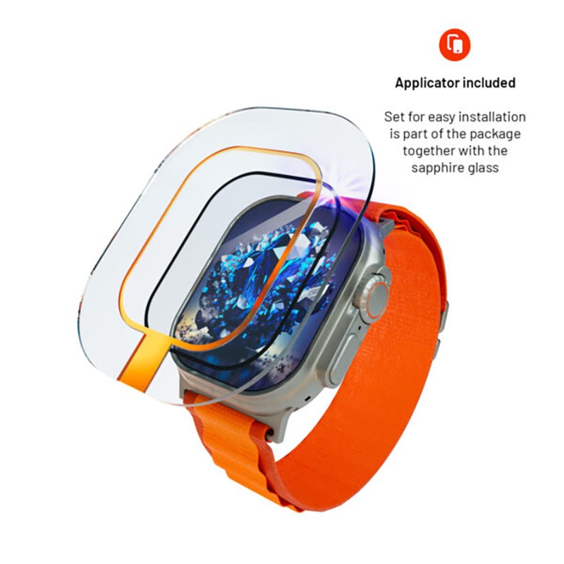 Apple Watch Ultra 3/2/1 (49mm) Fixed Safir Beskyttelsesglas m. Metalramme - Gennemsigtig