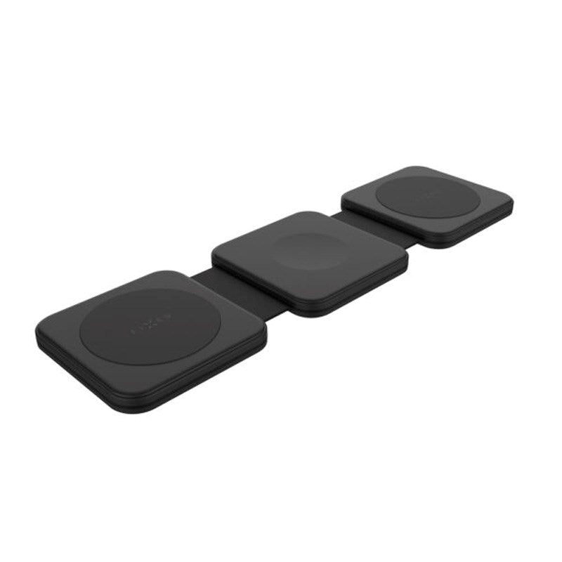 Fixed Flex 3-i-1 Foldbar Trådløs Oplader til Smartphone & Smartwatch - Sort