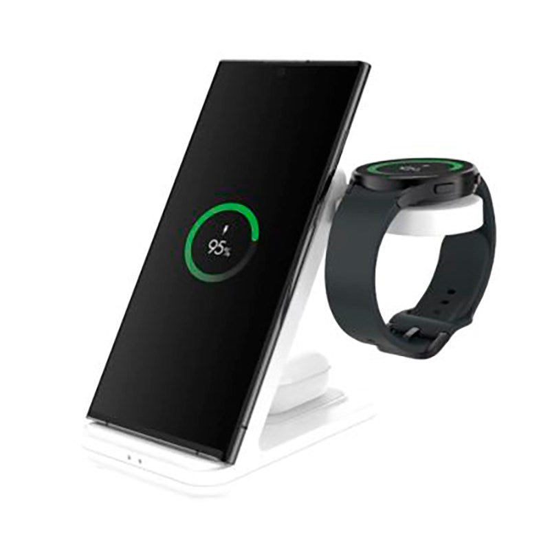 Fixed Trådløs Opladningsstation 3-in-1 til Samsung - Hvid