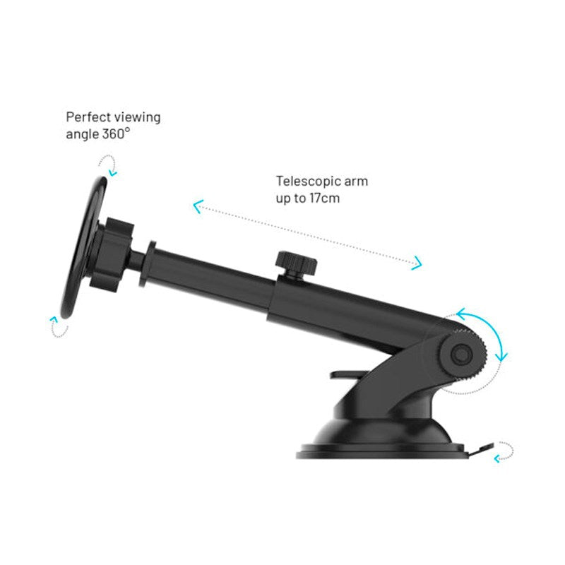Fixed MagMount Mobilholder til Bil - Instrumentbræt & Forrude - MagSafe Kompatibel - Sort