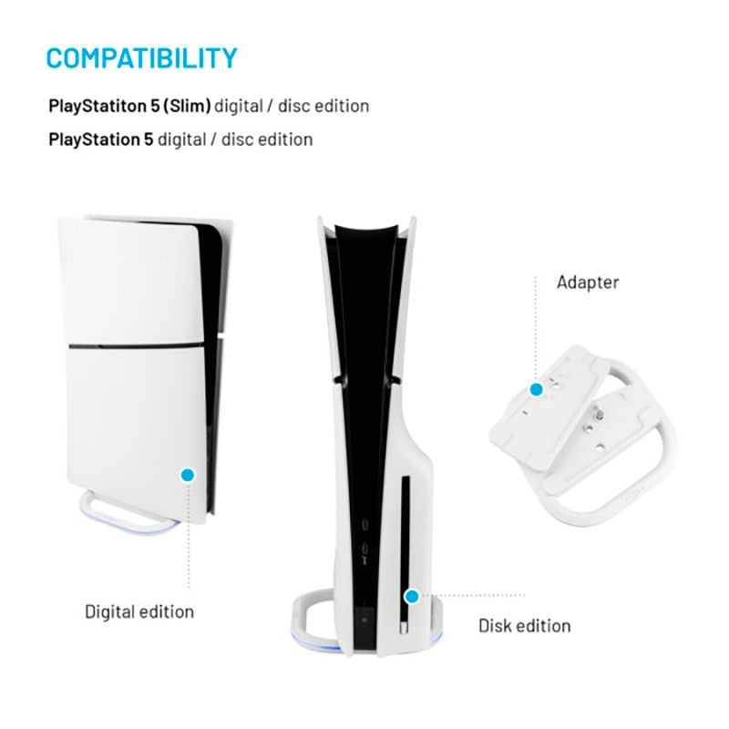 Fixed PS5 / PS5 Slim LED Stander - Hvid