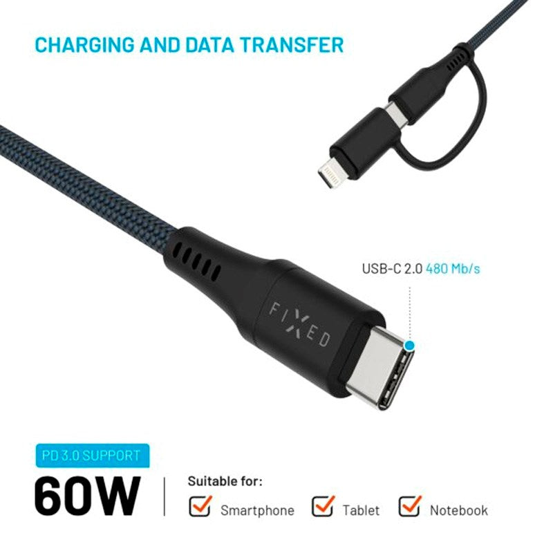Fixed - 60W USB-C til Lightning Kabel - 3m - Sort
