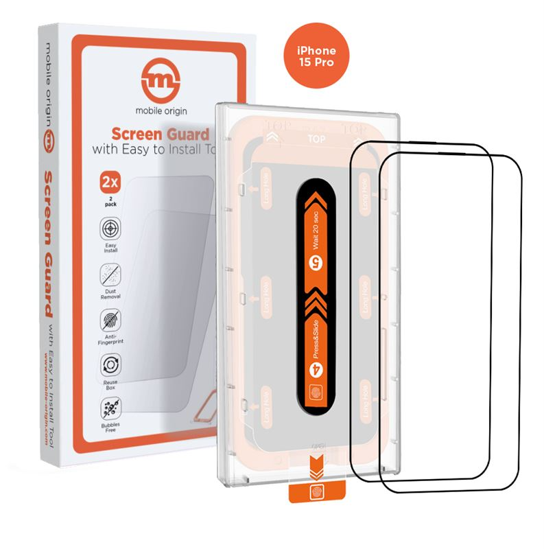 iPhone 15 Pro Mobile Origin 2 stk. Orange Screen Guard - Gennemsigtig