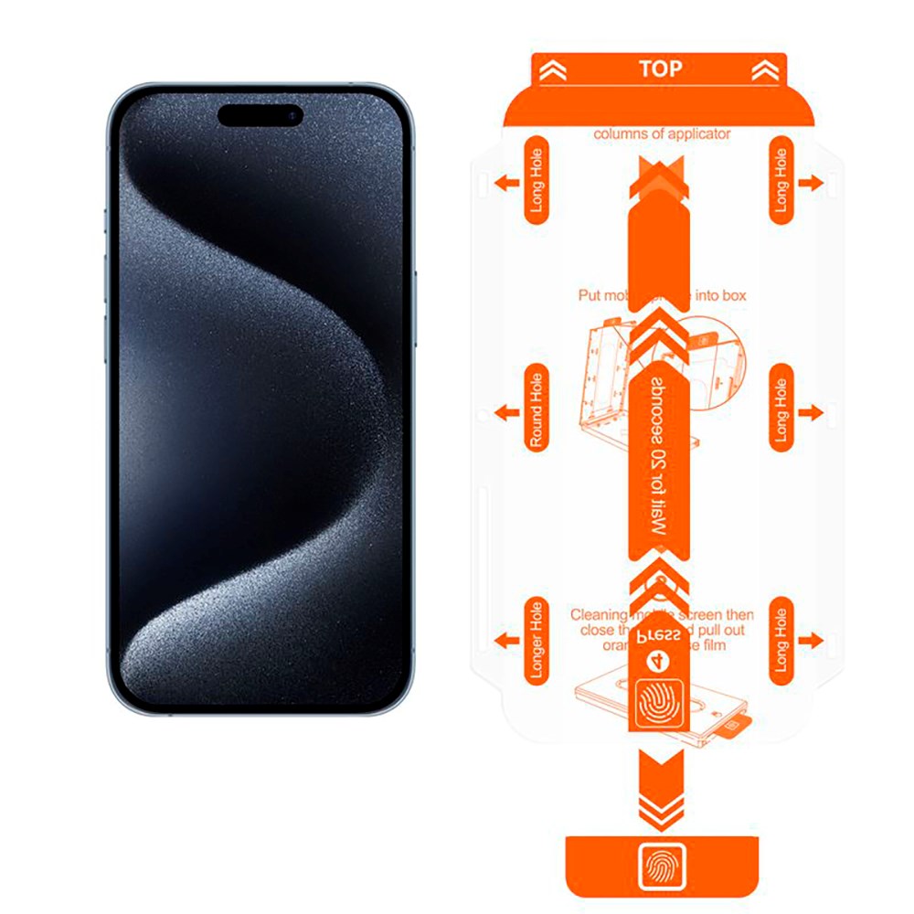 iPhone 15 / 15 Pro Mobile Origin Beskyttelsesglas - Case Friendly - 2 Pak - Gennemsigtig
