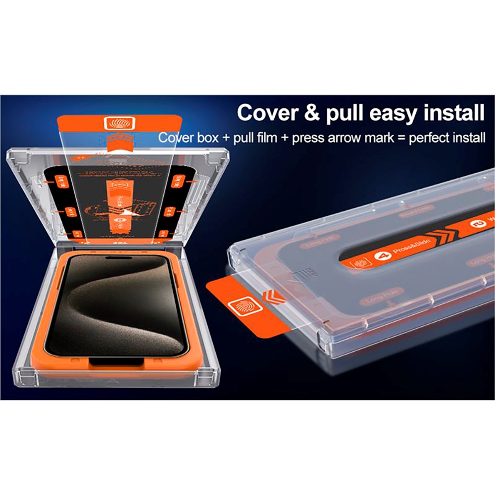 Mobile Origin iPhone 15 Pro Beskyttelsesglas m. Privacy Funktion - Case Friendly - 2 Pack - Sort Kant