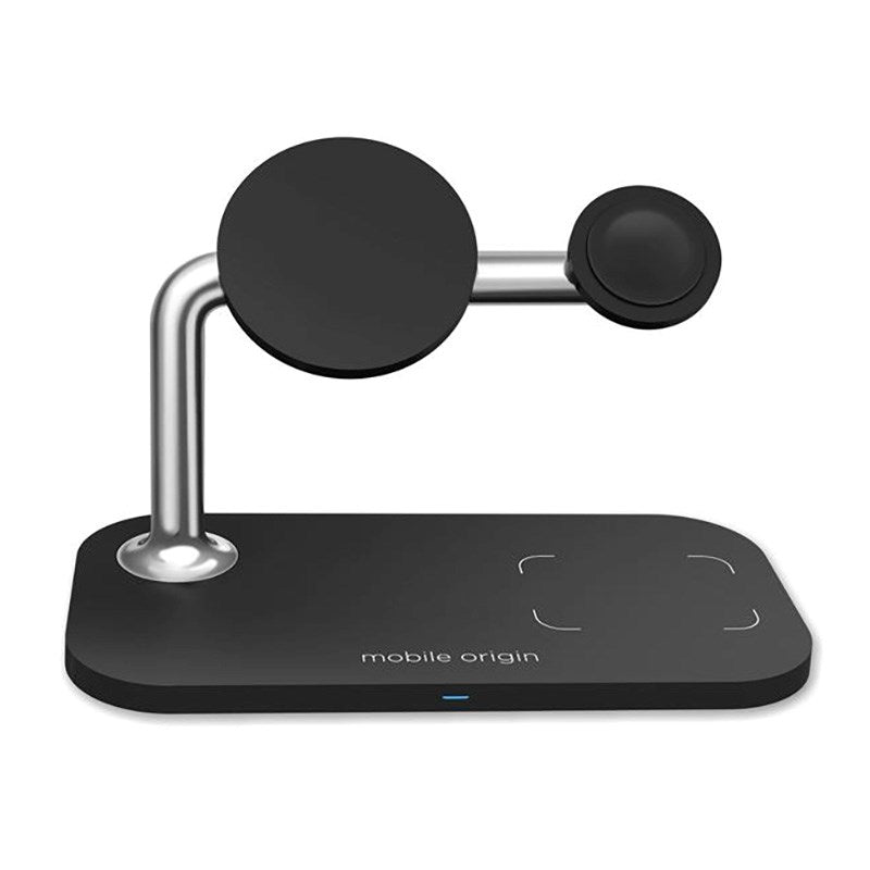 Mobile Origin 3-i-1 Trådløs Ladestation - MagSafe Kompatibel - Sort
