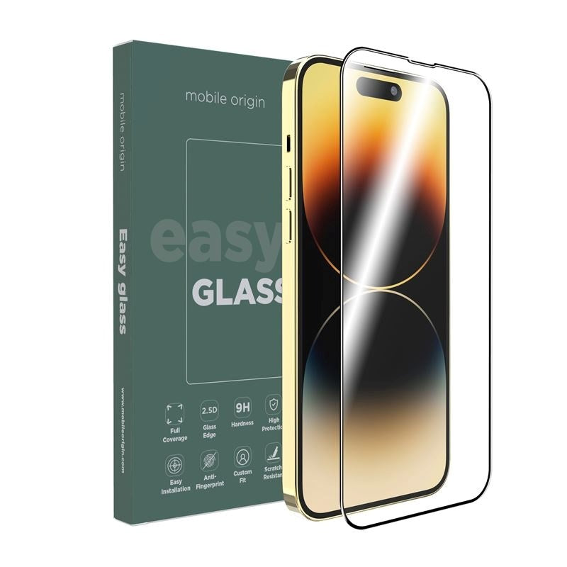 iPhone 14 Pro Max Mobile Origin EasyGlass Beskyttelsesglas - Gennemsigtig / Sort Kant