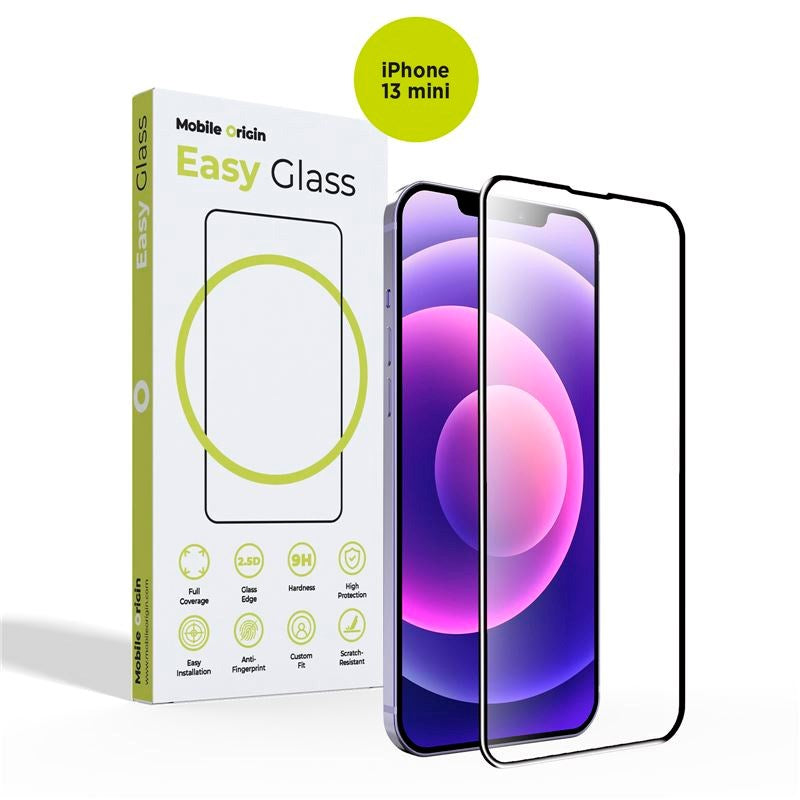 iPhone 13 Mini Mobile Origin EasyGlass Beskyttelsesglas - Gennemsigtig / Sort Kant