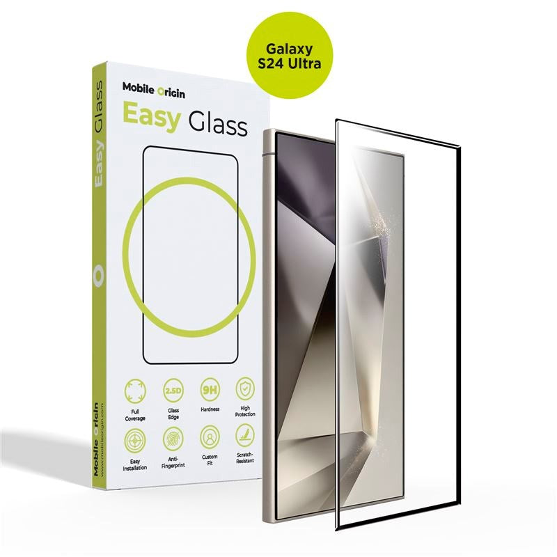 Samsung Galaxy S24 Ultra Mobile Origin EasyGlass Beskyttelsesglas - Gennemsigtig / Sort Kant