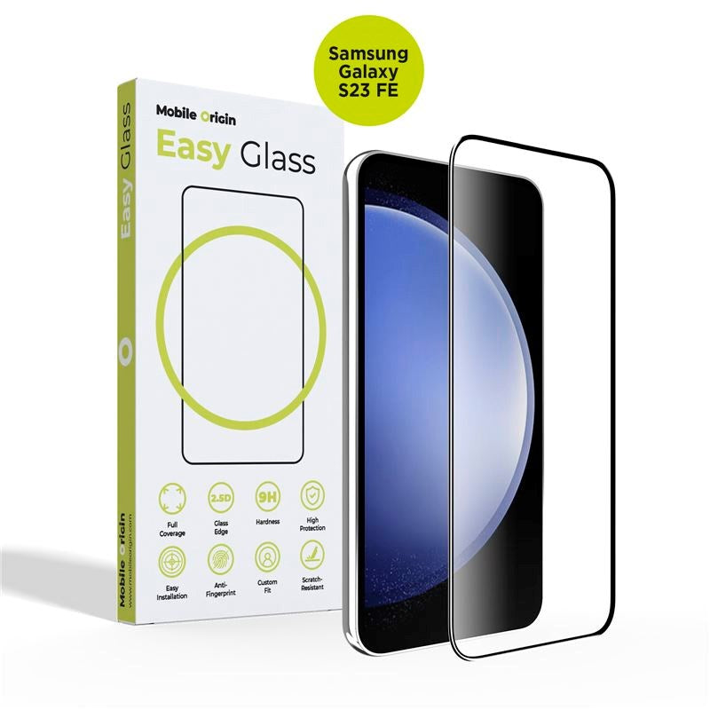 Samsung Galaxy S23 FE Mobile Origin EasyGlass Beskyttelsesglas - Gennemsigtig / Sort Kant