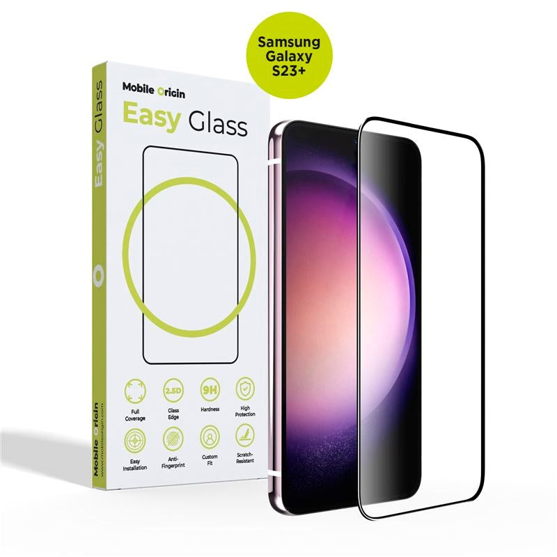 Samsung Galaxy S23+ (Plus) Mobile Origin EasyGlass Beskyttelsesglas - Gennemsigtig / Sort Kant
