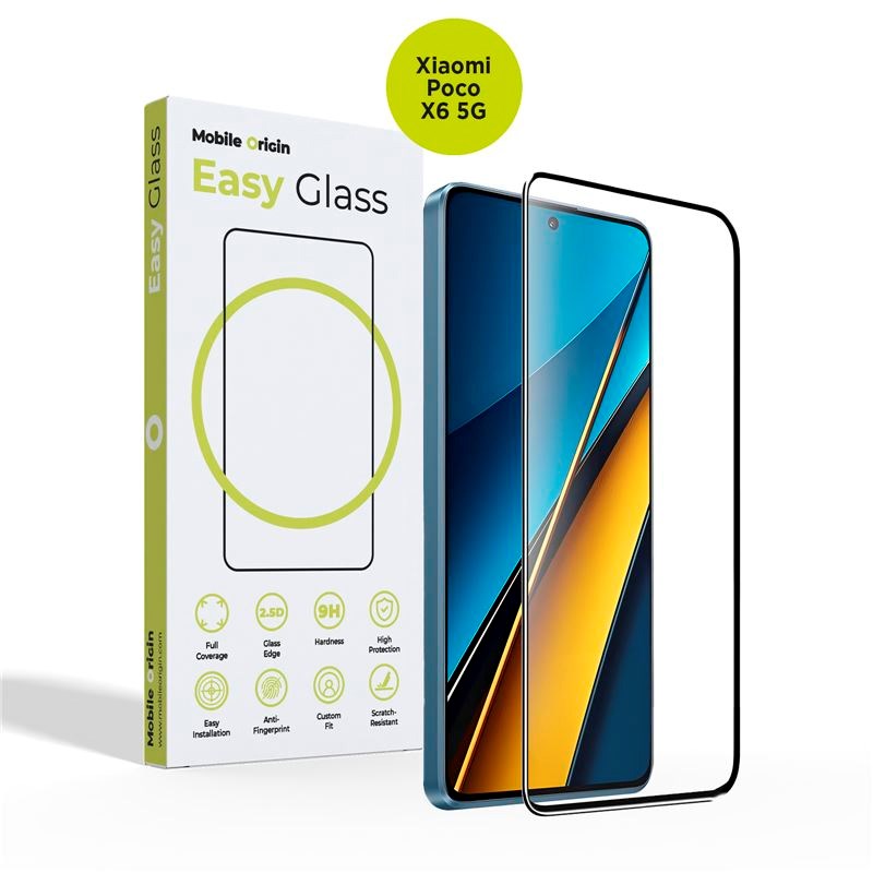 Xiaomi Poco X6 (5G) Mobile Origin EasyGlass Beskyttelsesglas - Gennemsigtig / Sort Kant