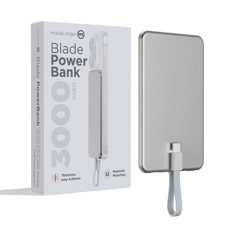 Blade PowerBank 3000mAh fra Mobile Origin - Sølv