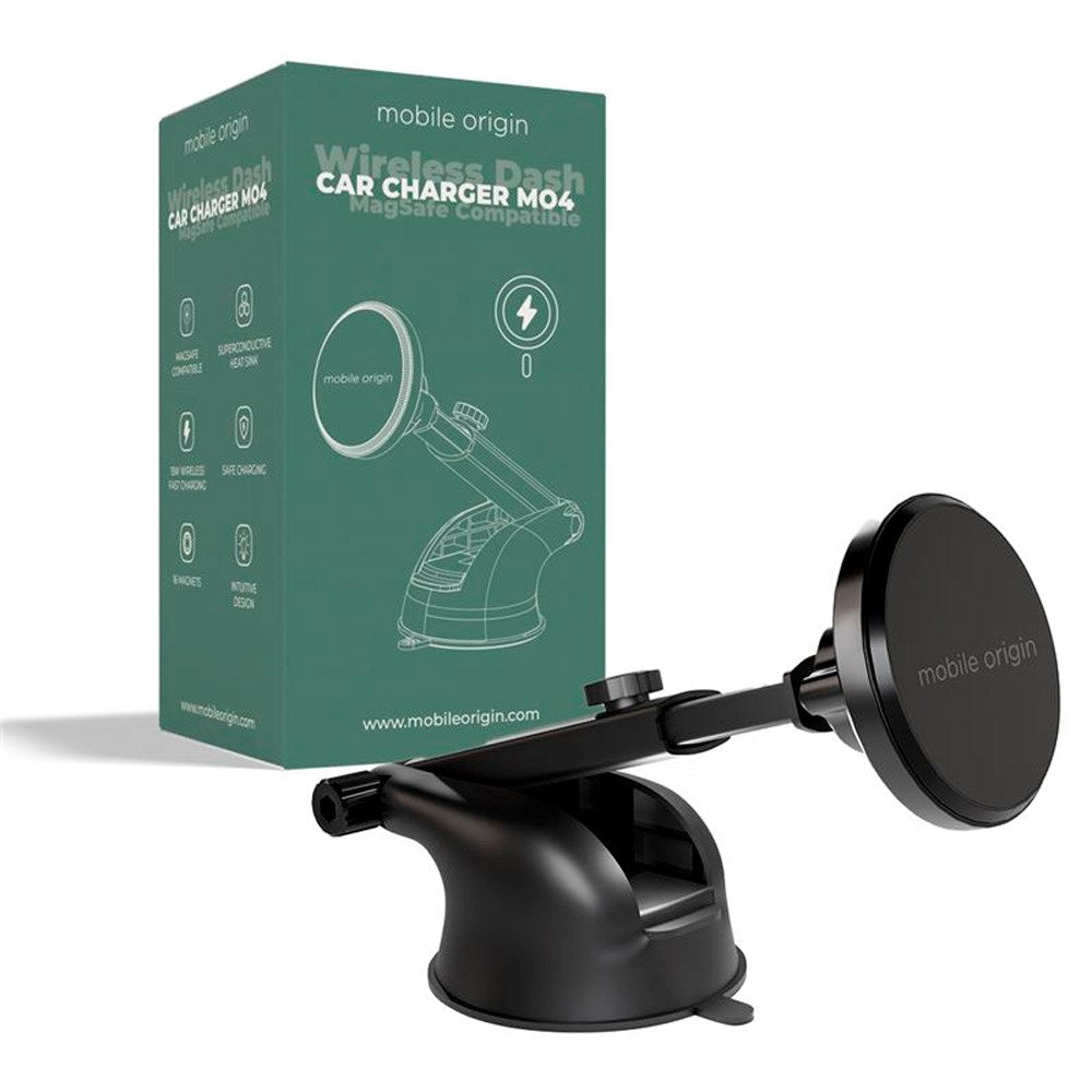 Mobile Origin - MO4 Trådløs Mobiloplader til Bil - 15W - MagSafe Kompatibel - Sort