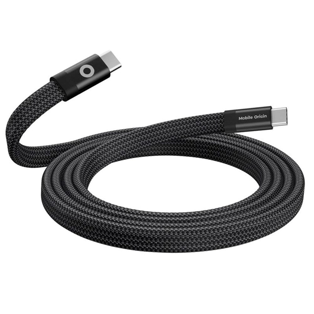 Mobile Origin - 1m Fladt Magnetisk USB-C til USB-C Kabel - Sort