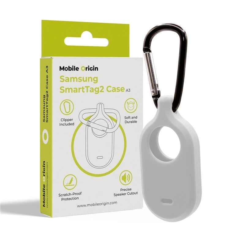 Samsung Galaxy SmartTag2 Mobile Origin Silikone Case - inkl. Karabinhage - Hvid