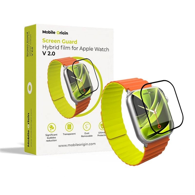 Mobile Origin Apple Watch 11 / 10 (42mm) Hybrid Skærmbeskyttelse - Gennemsigtig / Sort Kant