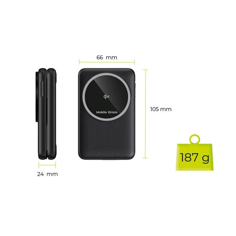 Mobile Origin Qi2 3-i-1 Multifunktionel Foldbar Trådløs Oplader - Sølv